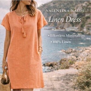Valentina Naldi Italy  Linen Dress in Soft Peach S